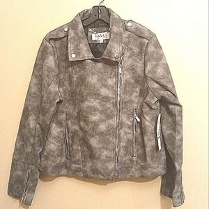 Nicole Miller Faux Leather Moto Jacket